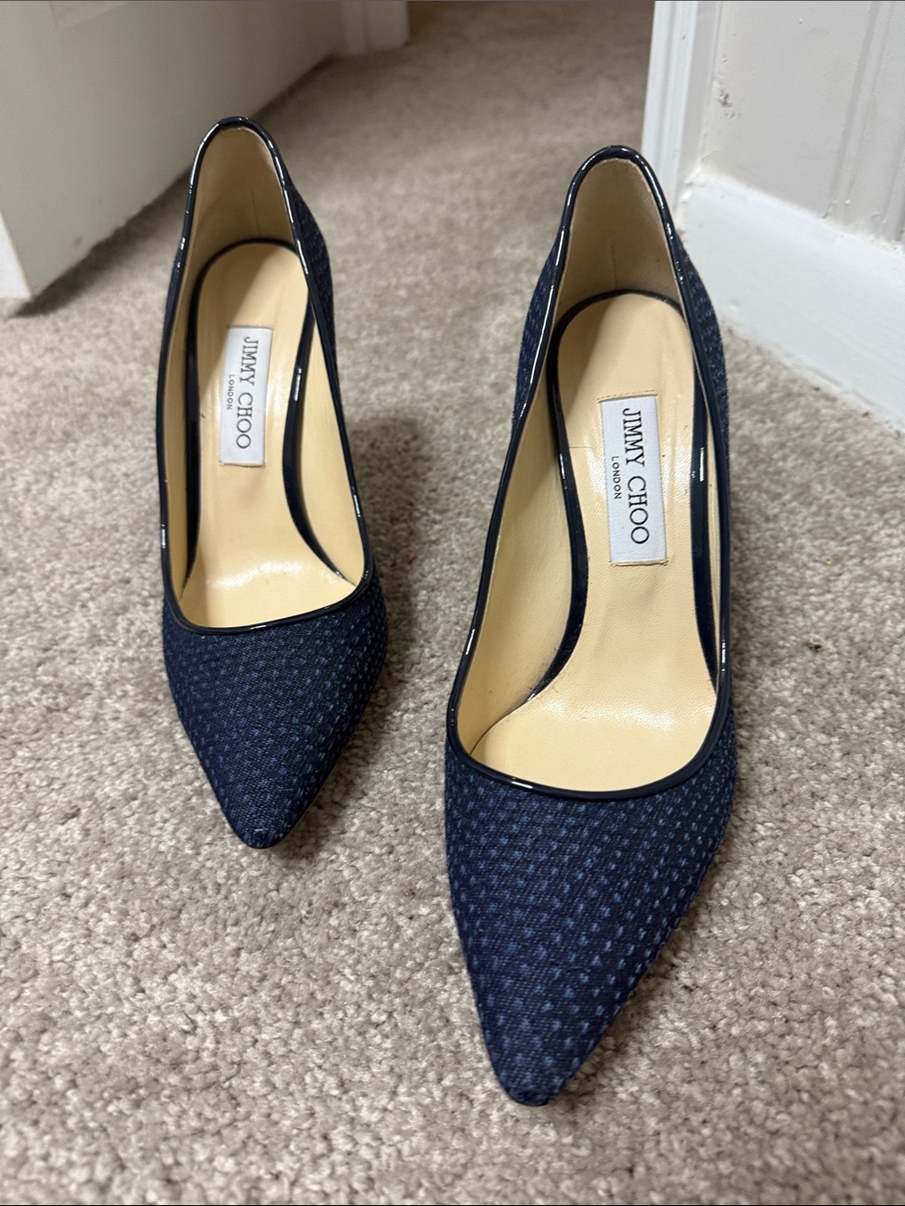 Jimmy Choo Dotted Romy 85 Pointy Toe Pumps